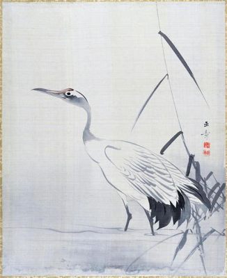 Cranes among Reeds - An Exquisite Study in Ink and Nature